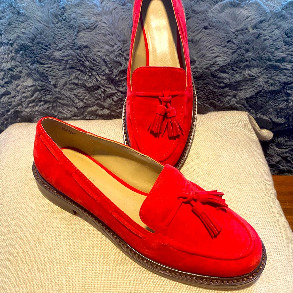 COPY - New - inbox Red Suede Ann Taylor Tassel Loafers